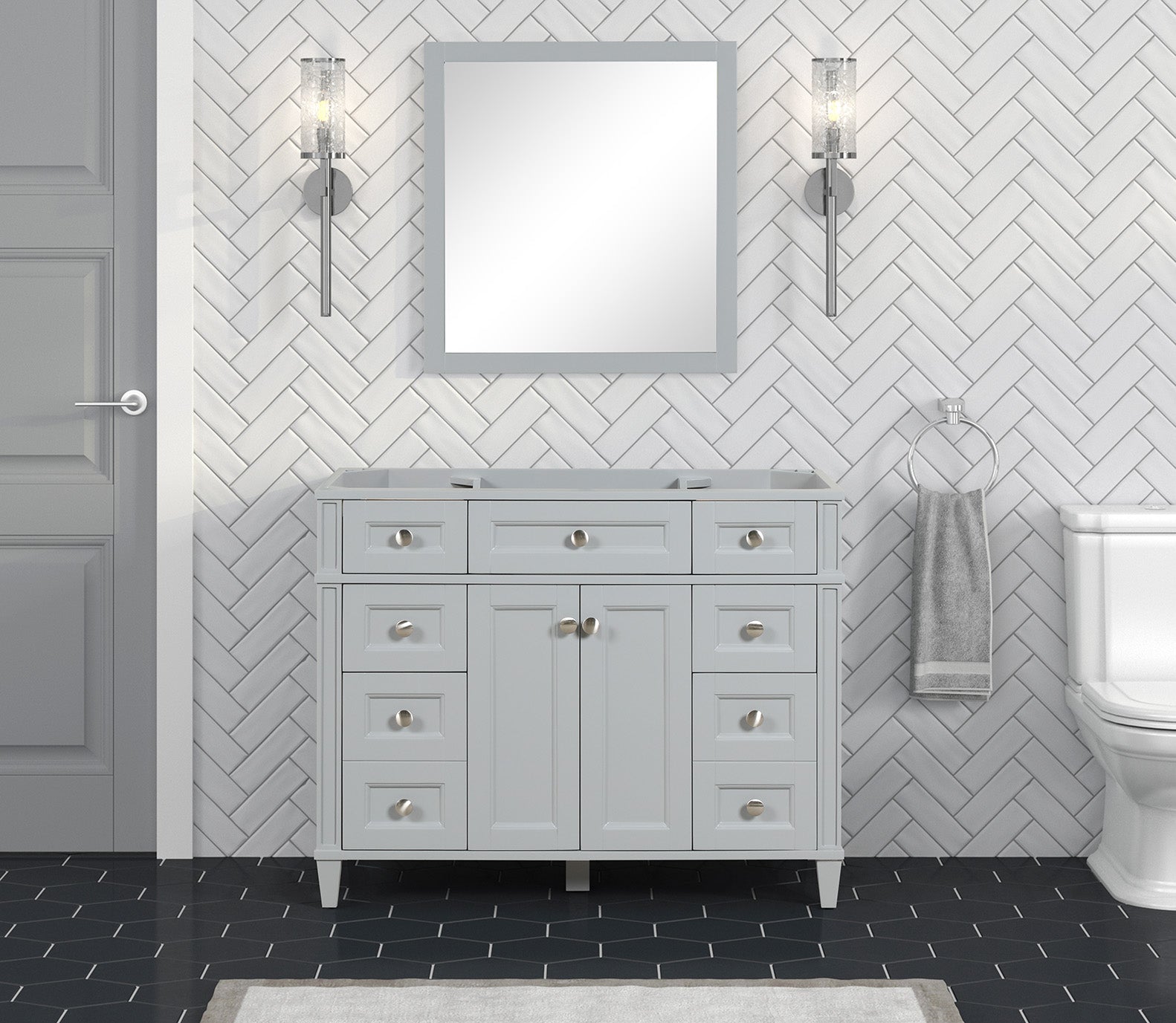 Kensington 41.5 in Solid All Vanity in Metal Gray - Cabinet Only ER VANITIES