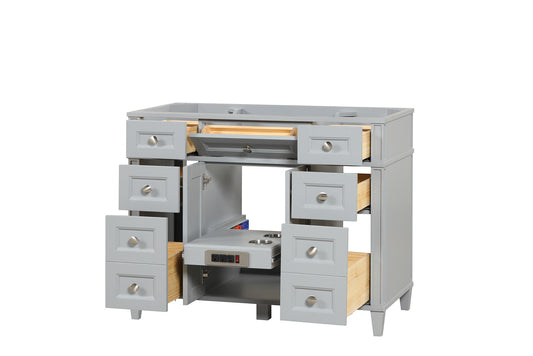 Kensington 41.5 in Solid All Vanity in Metal Gray - Cabinet Only ER VANITIES