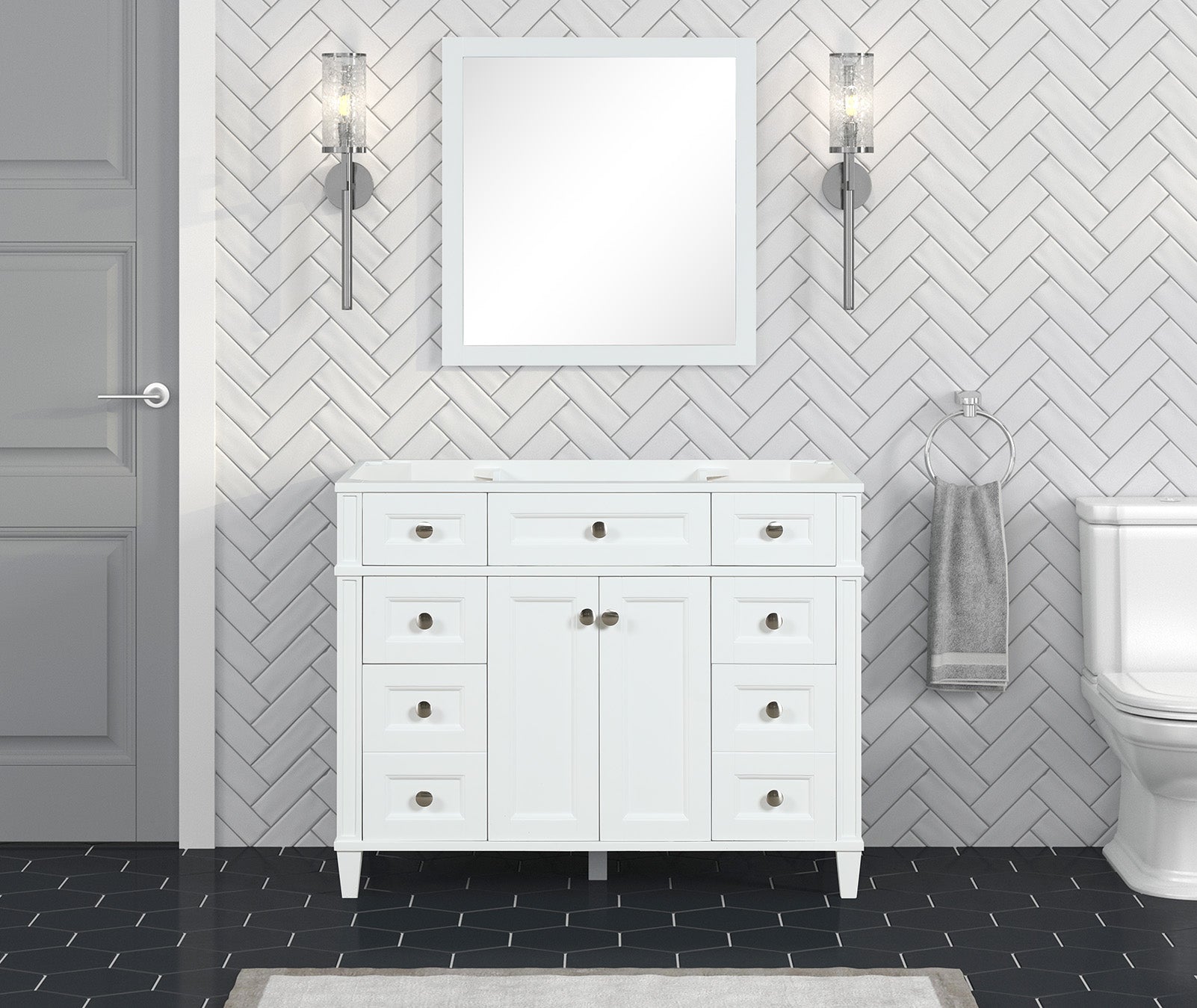 Kensington 41.5 in All Wood Vanity in Bright White - Cabinet Only ER VANITIES