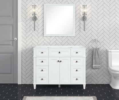 Kensington 41.5 in All Wood Vanity in Bright White - Cabinet Only ER VANITIES