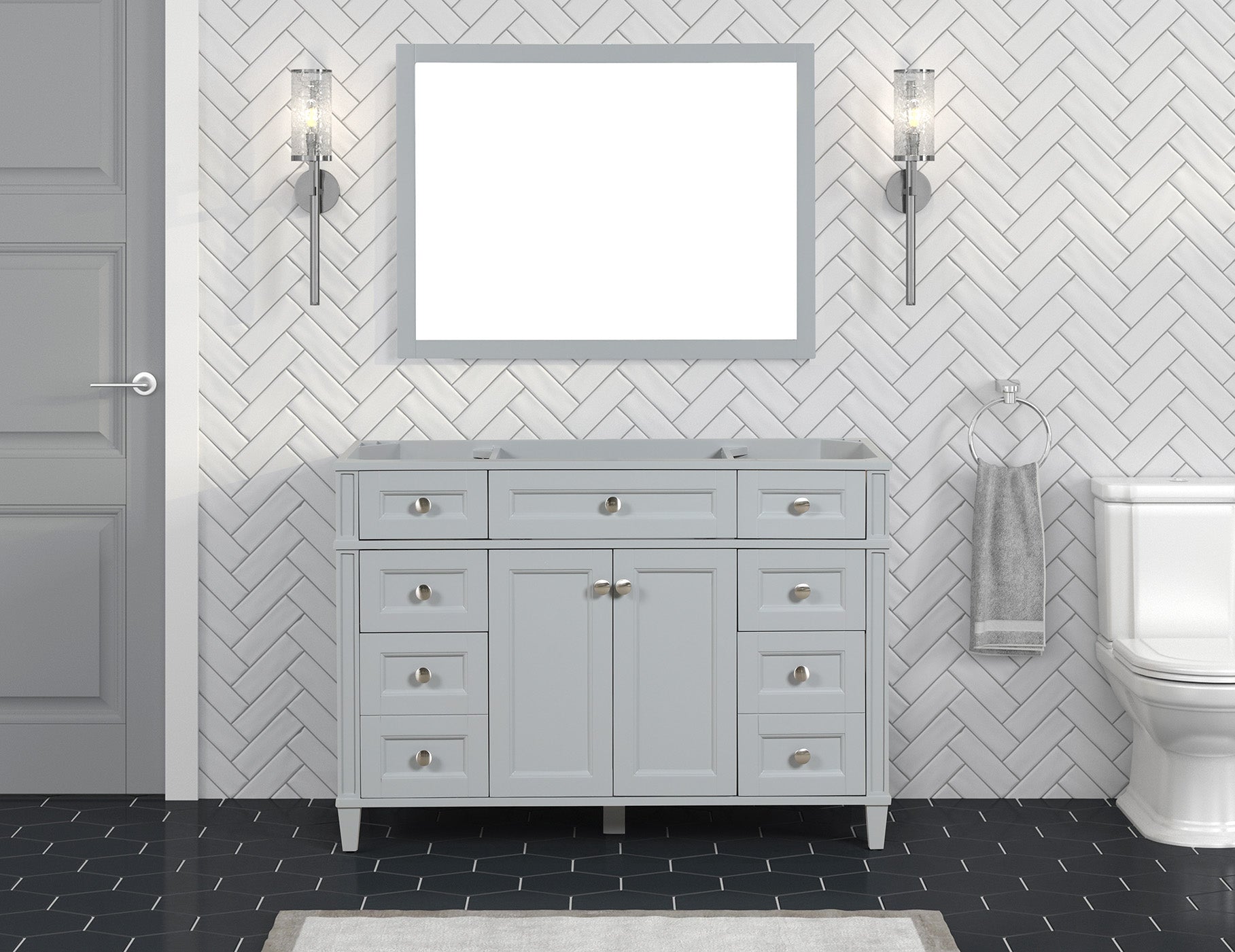 Kensington 47.5 in All Wood Vanity in Metal Gray - Cabinet Only ER VANITIES