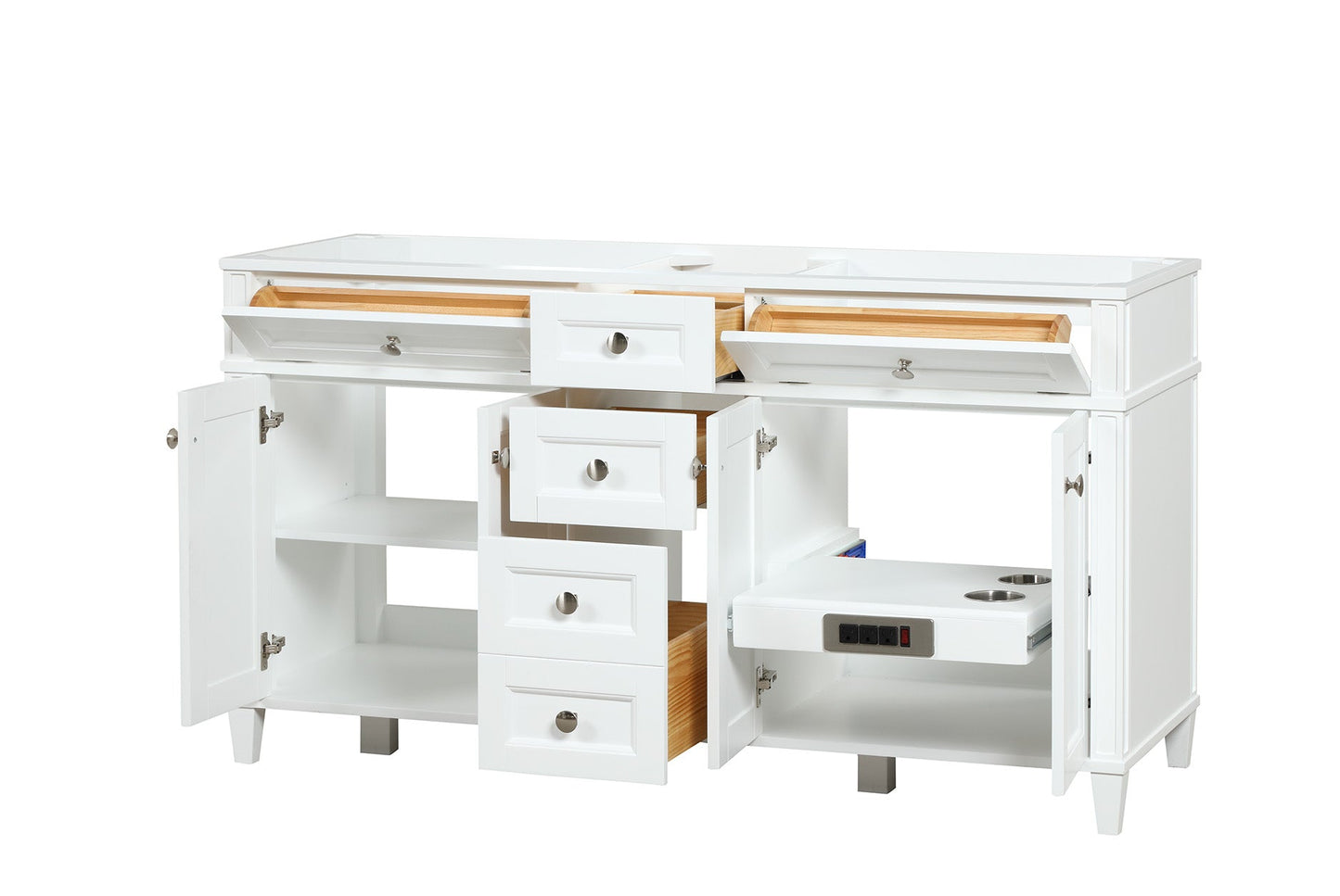 Kensington 59.5 Double in All Wood Vanity in Bright White - Cabinet Only ER VANITIES
