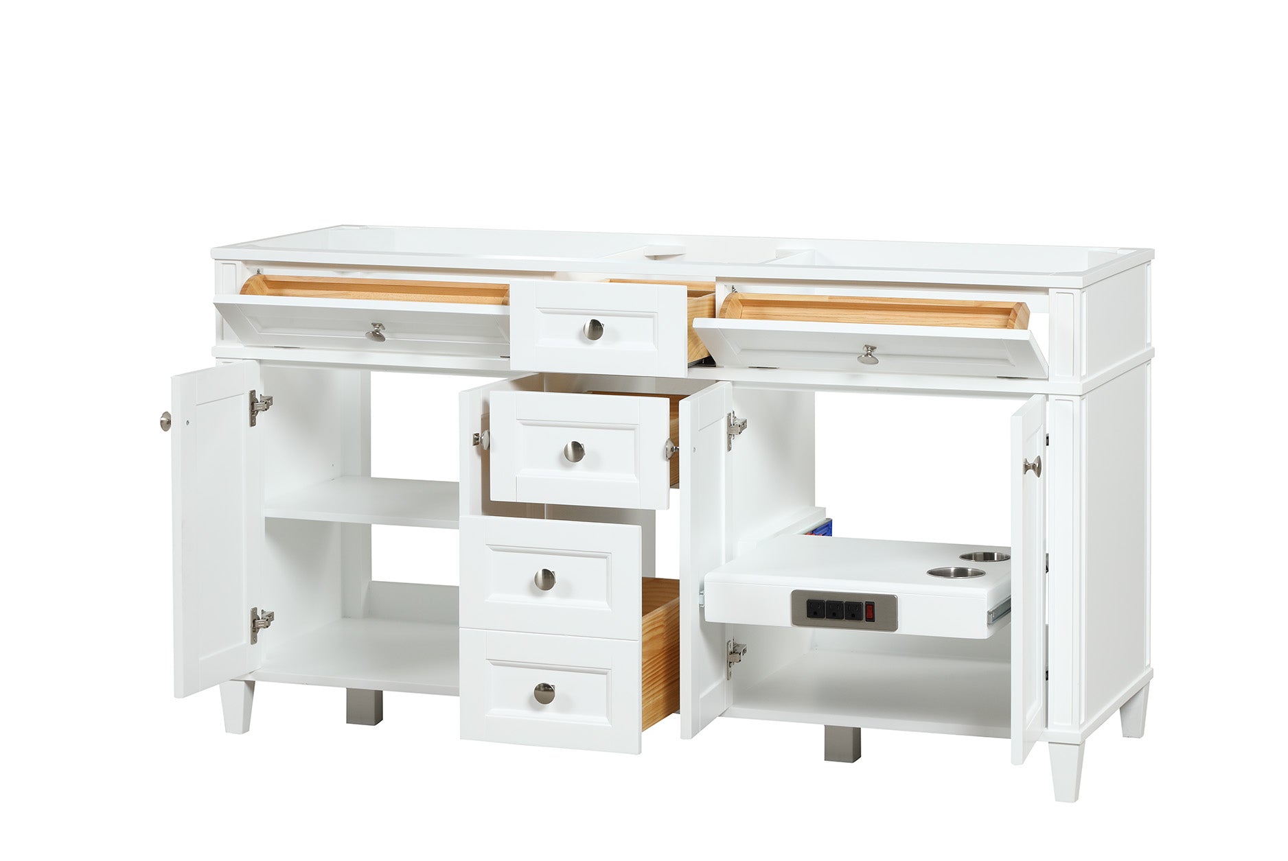 Kensington 59.5 Double in All Wood Vanity in Bright White - Cabinet Only ER VANITIES