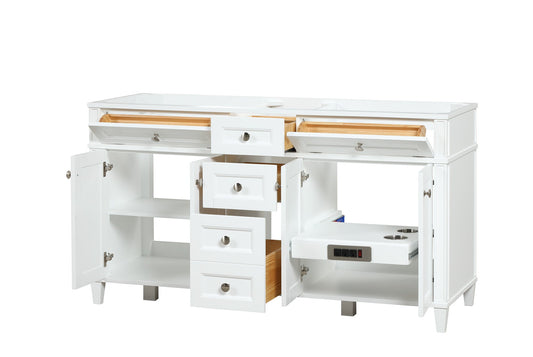 Kensington 59.5 Double in All Wood Vanity in Bright White - Cabinet Only ER VANITIES