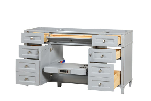 Kensington 59.5 Single in All Wood Vanity in Metal Gray - Cabinet Only ER VANITIES