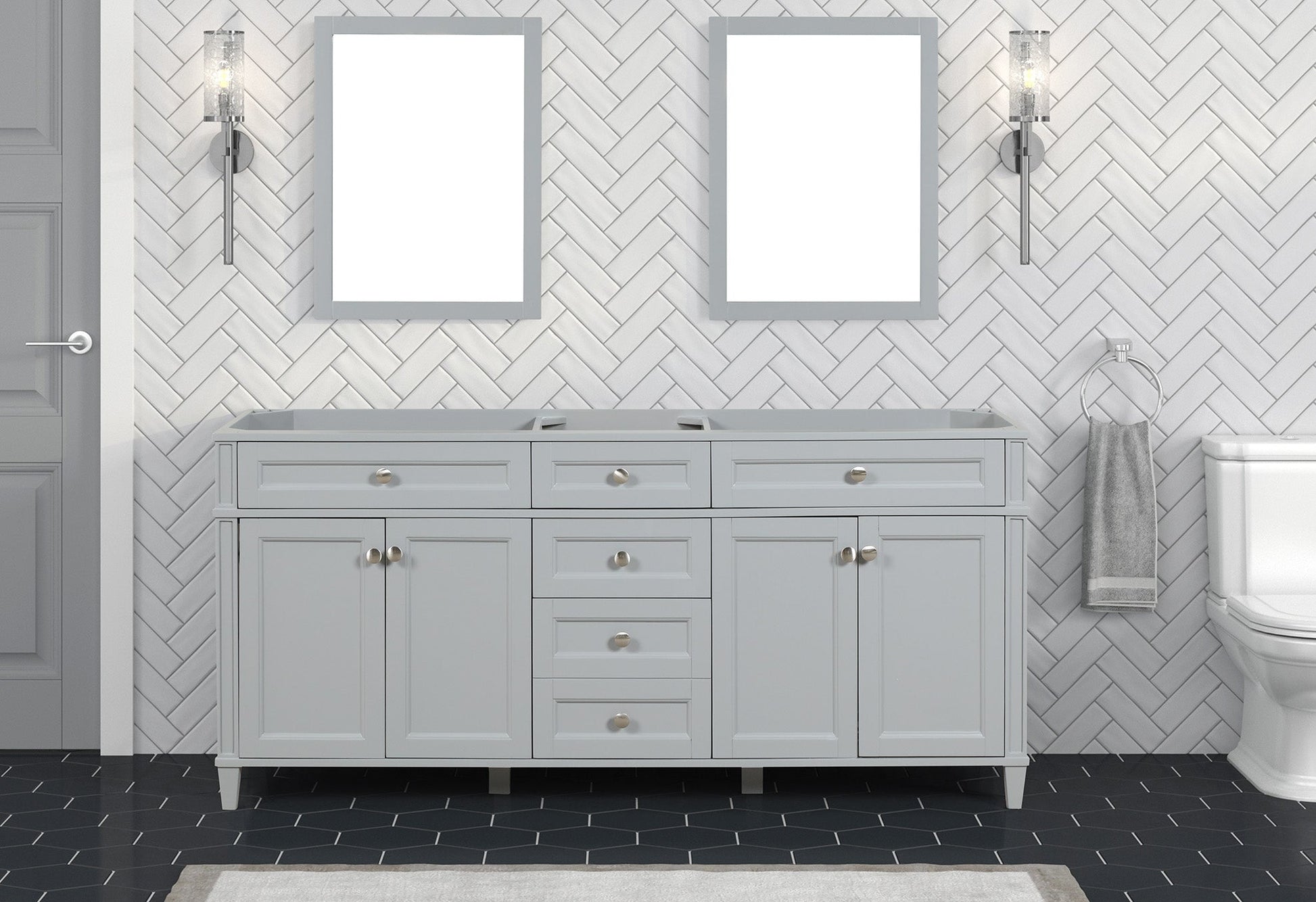 Kensington 71.5 in All Wood Vanity in Metal Gray - Cabinet Only ER VANITIES