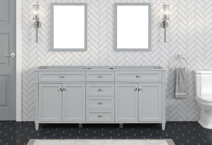 Kensington 71.5 in All Wood Vanity in Metal Gray - Cabinet Only ER VANITIES
