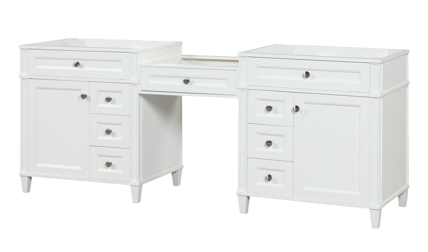 Kensington 84 in All Wood Vanity in White - Cabinet Only ER VANITIES