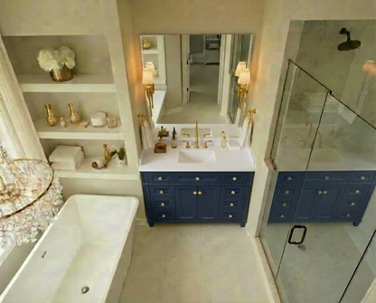 Kensington 41.5 in All Wood Vanity in Navy Blue - Cabinet Only