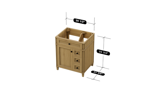Kensington 29.5 Right Drawers in All Wood Vanity in Desert Oak - Cabinet Only ER VANITIES