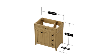 Kensington 35.5 Right Drawers in All Wood Vanity in Desert Oak - Cabinet Only