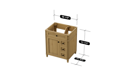 Kensington 29.5 Right Drawers in All Wood Vanity in Desert Oak - Cabinet Only