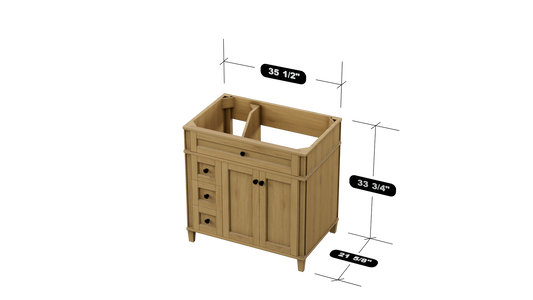 Kensington 35.5 Left Drawers in All Wood Vanity in Desert Oak - Cabinet Only ER VANITIES