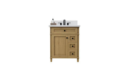 Kensington 29.5 Right Drawers in All Wood Vanity in Desert Oak - Cabinet Only