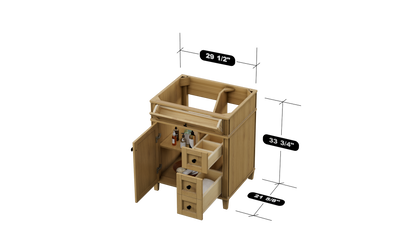 Kensington 29.5 Right Drawers in All Wood Vanity in Desert Oak - Cabinet Only
