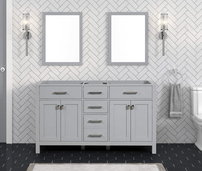 London 59.5 Inch- Double Bathroom Vanity in Metal Gray ER VANITIES