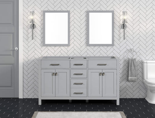 Ethan Roth London 60 Inch- Double Bathroom Vanity in Metal Gray Ethan Roth