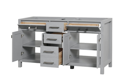 London 59.5 Inch- Double Bathroom Vanity in Metal Gray ER VANITIES