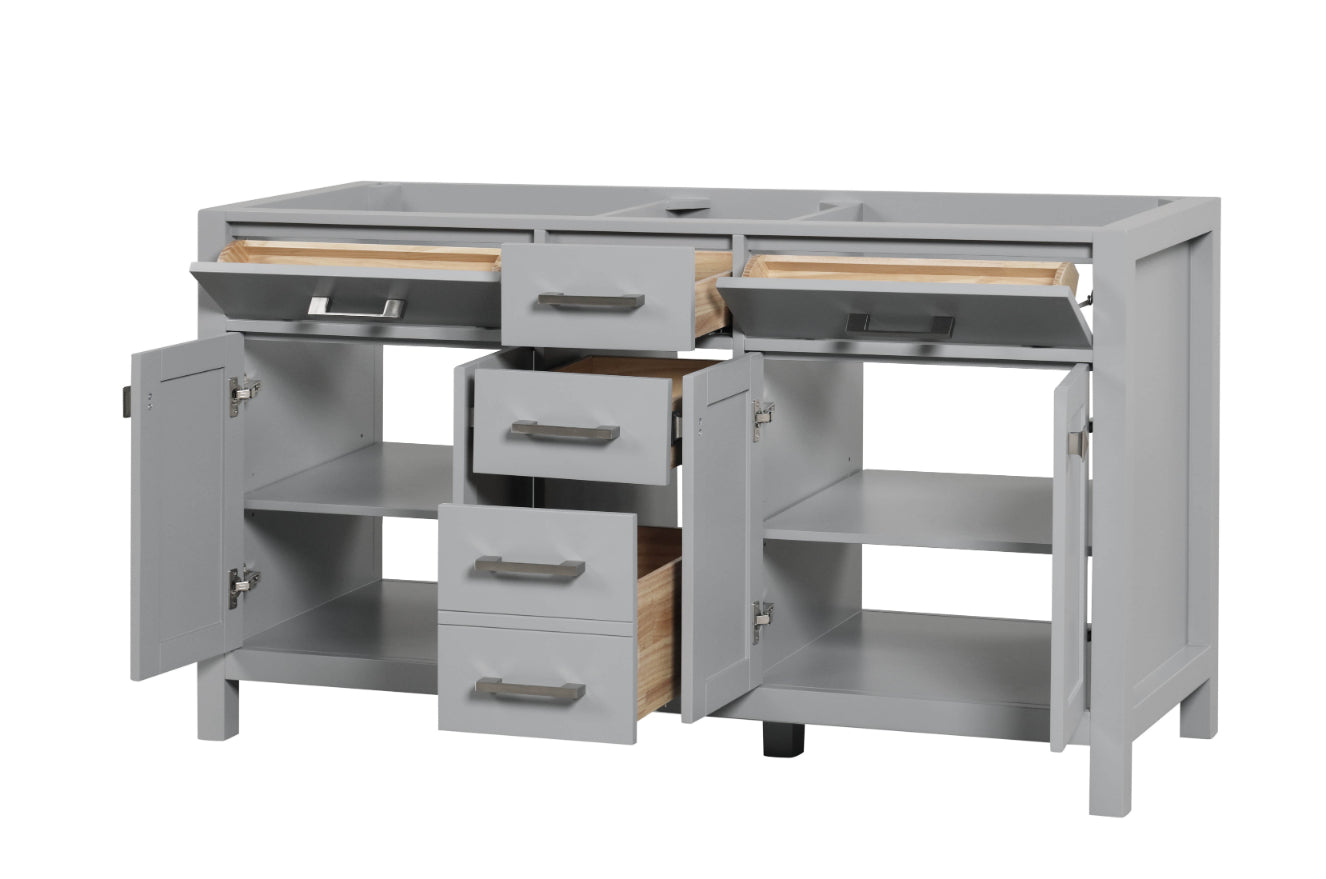 Ethan Roth London 60 Inch- Double Bathroom Vanity in Metal Gray Ethan Roth