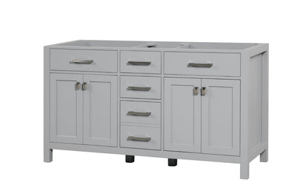 London 59.5 Inch- Double Bathroom Vanity in Metal Gray ER VANITIES