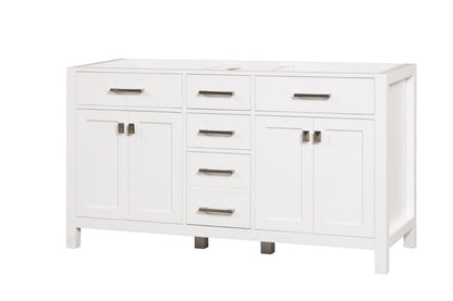 London 59.5 Inch- Double Bathroom Vanity in Bright White ER VANITIES