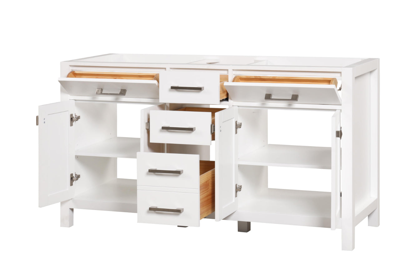 Ethan Roth London 60 Inch- Double Bathroom Vanity in Bright White Ethan Roth