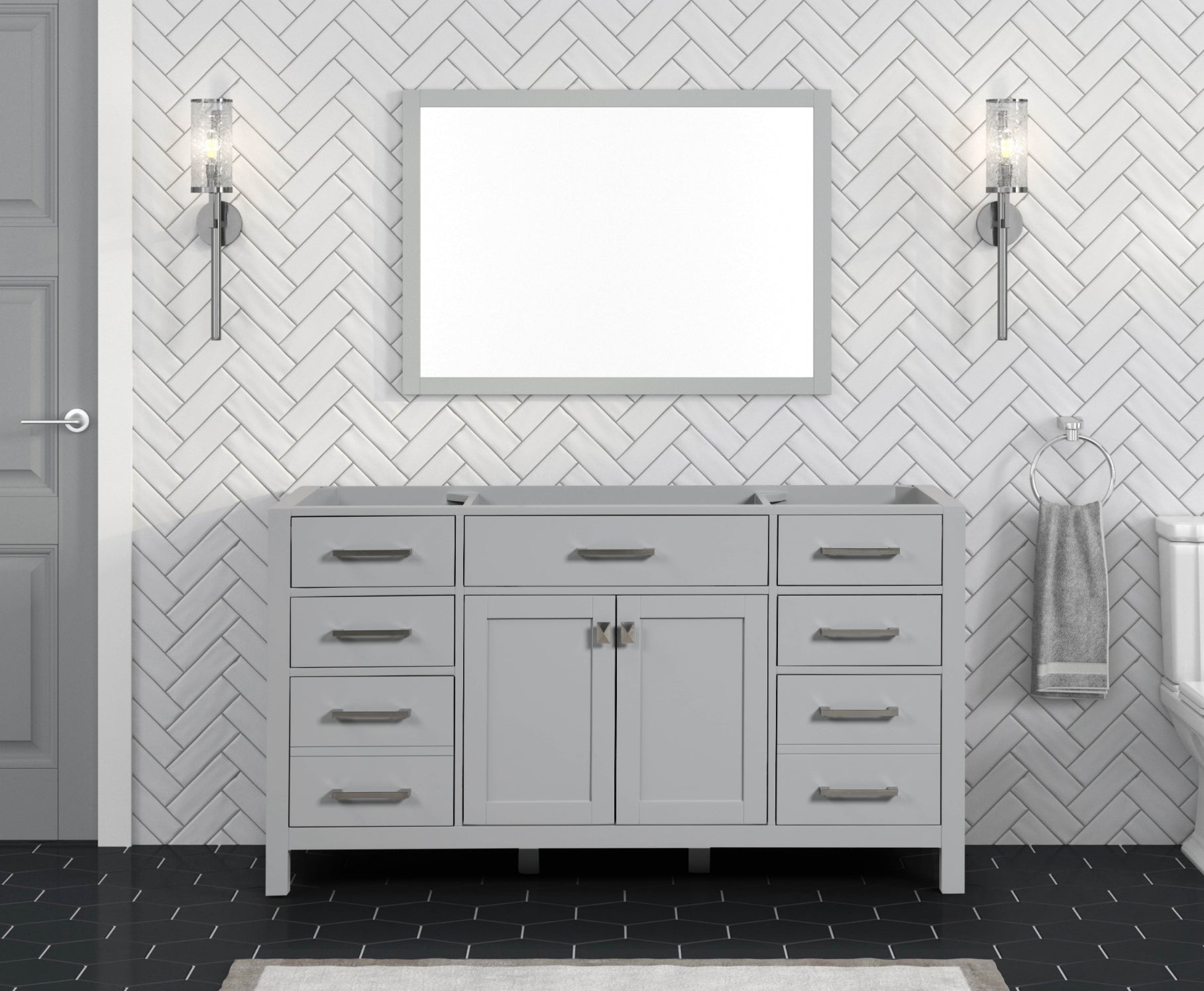 London 59.5 Inch Single Bathroom Vanity in Metal Gray ER VANITIES