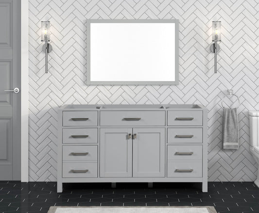 London 59.5 Inch Single Bathroom Vanity in Metal Gray ER VANITIES