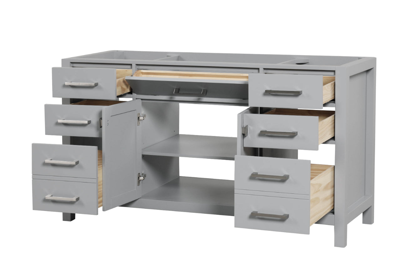 London 59.5 Inch Single Bathroom Vanity in Metal Gray ER VANITIES