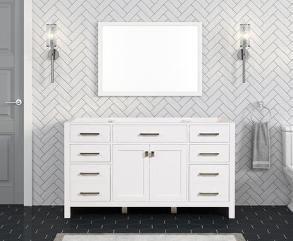 London 59.5 Inch Single Bathroom Vanity in Bright White ER VANITIES