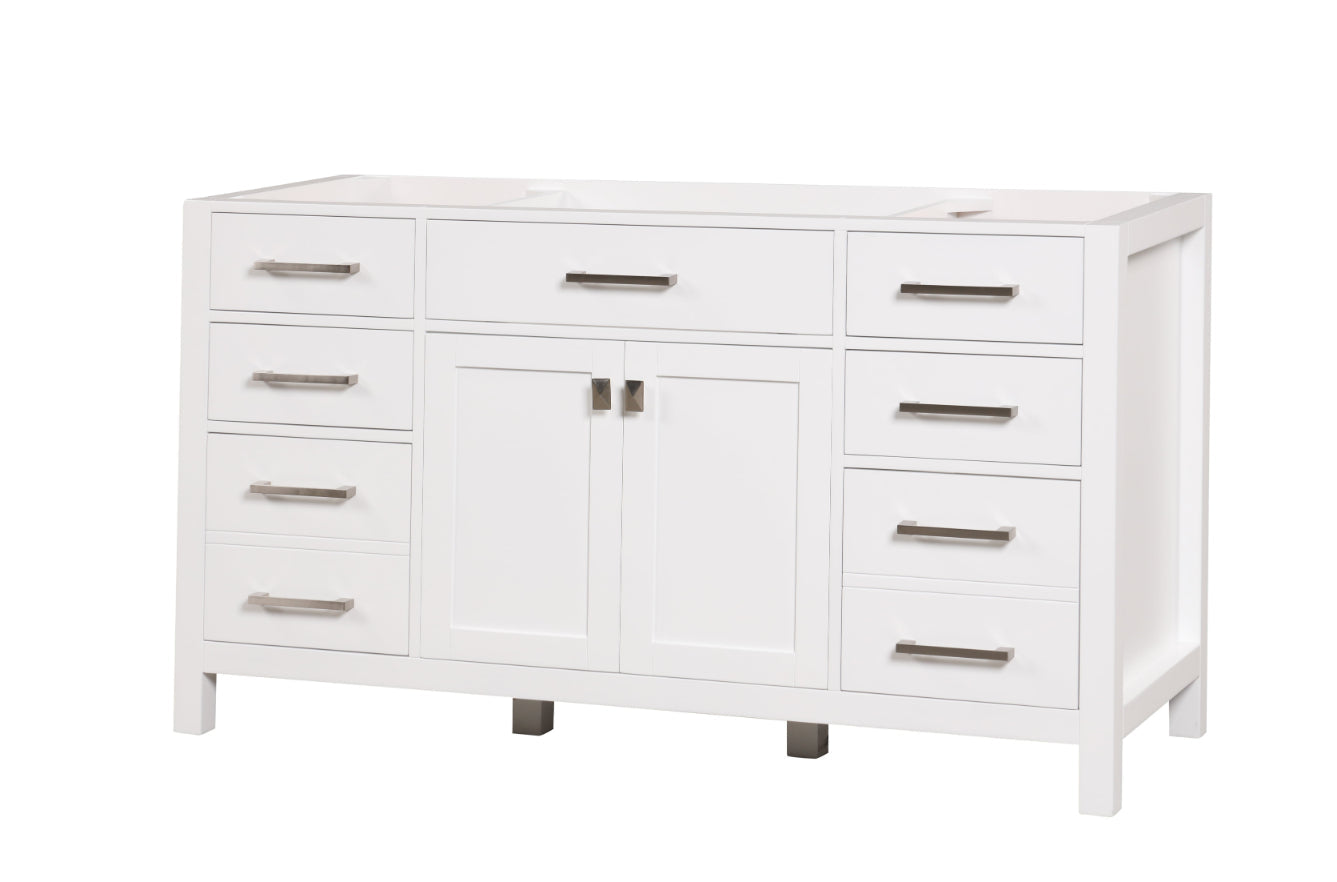London 59.5 Inch Single Bathroom Vanity in Bright White ER VANITIES