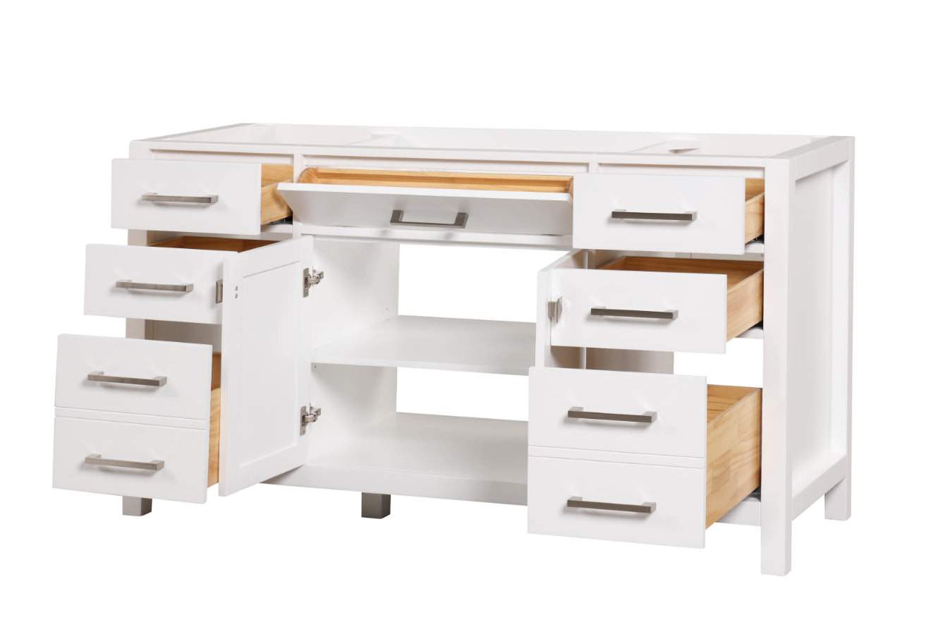 London 59.5 Inch Single Bathroom Vanity in Bright White ER VANITIES