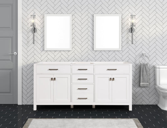 London 71.5 Inch Double Bathroom Vanity in Bright White ER VANITIES