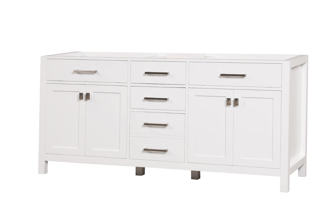 London 71.5 Inch Double Bathroom Vanity in Bright White ER VANITIES