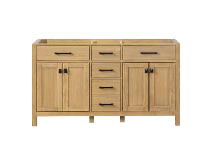 London 59.5 Inch- Double Bathroom Vanity in Desert Oak ER VANITIES