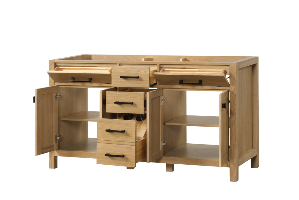 London 59.5 Inch- Double Bathroom Vanity in Desert Oak ER VANITIES