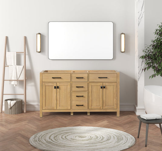 London 59.5 Inch- Double Bathroom Vanity in Desert Oak ER VANITIES