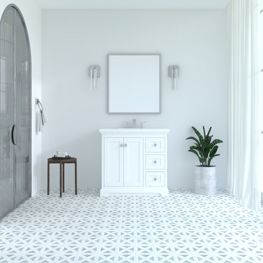 Marietta 35.5 inch Bathroom Vanity in White- Cabinet Only Atlanta Vanity & Bathworks