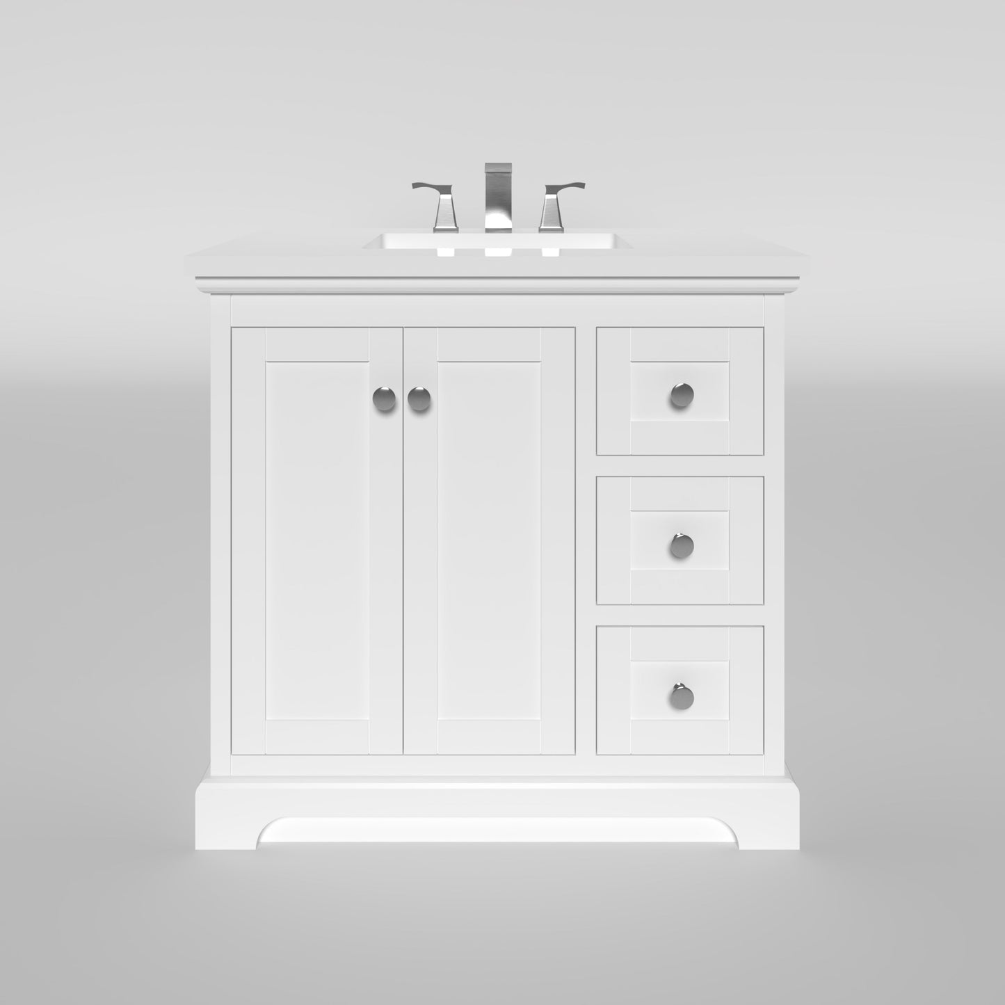 Marietta 35.5 inch Bathroom Vanity in White- Cabinet Only Atlanta Vanity & Bathworks