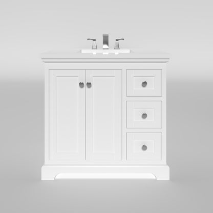 Marietta 35.5 inch Bathroom Vanity in White- Cabinet Only Atlanta Vanity & Bathworks