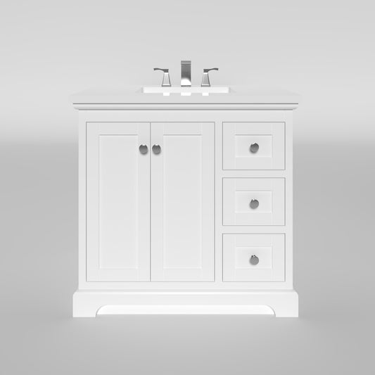 Marietta 35.5 inch Bathroom Vanity in White- Cabinet Only Atlanta Vanity & Bathworks