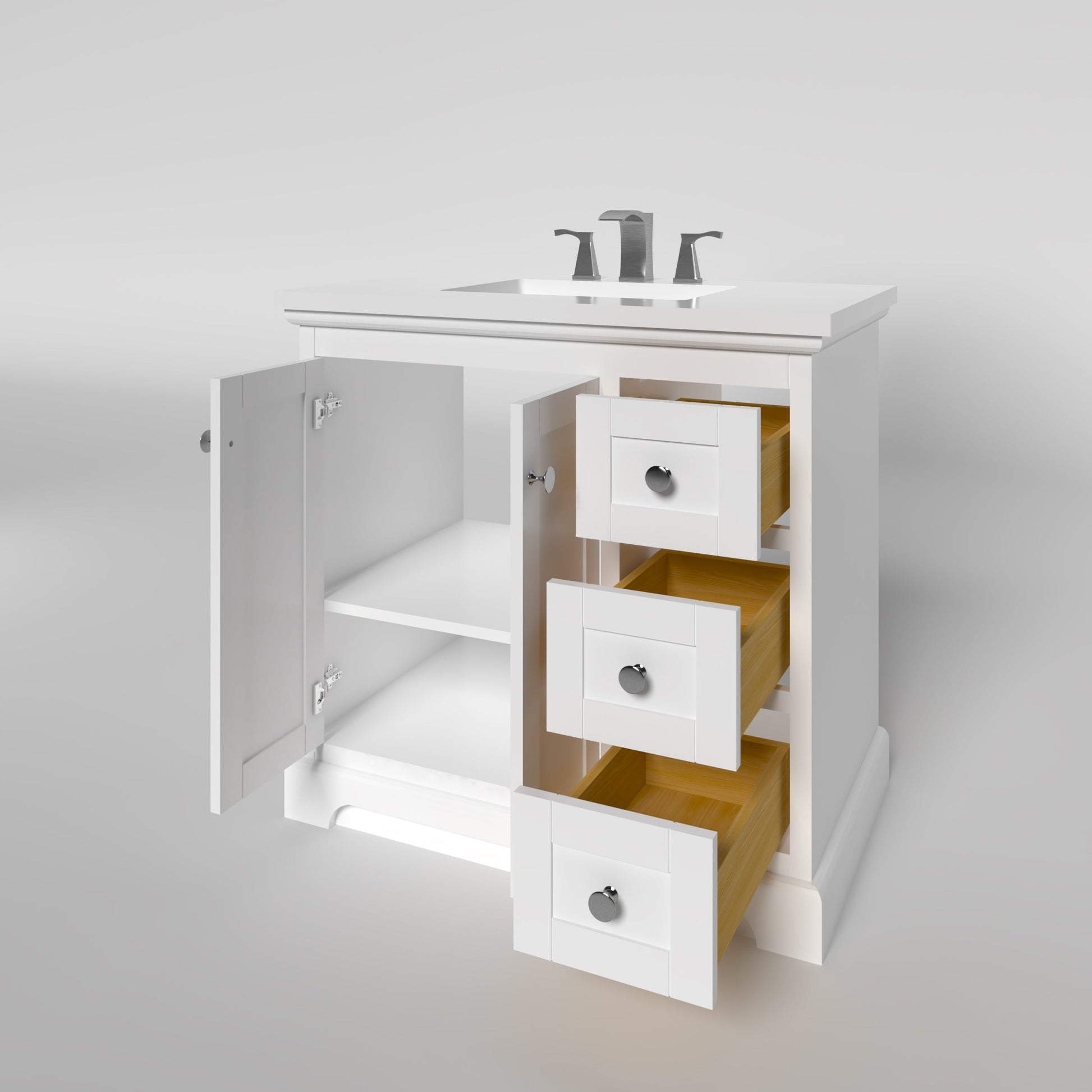 Marietta 35.5 inch Bathroom Vanity in White- Cabinet Only Atlanta Vanity & Bathworks