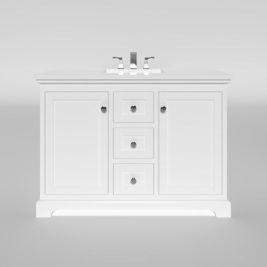 Marietta 47.5 inch Single or Double Bathroom Vanity in White- Cabinet Only Atlanta Vanity & Bathworks