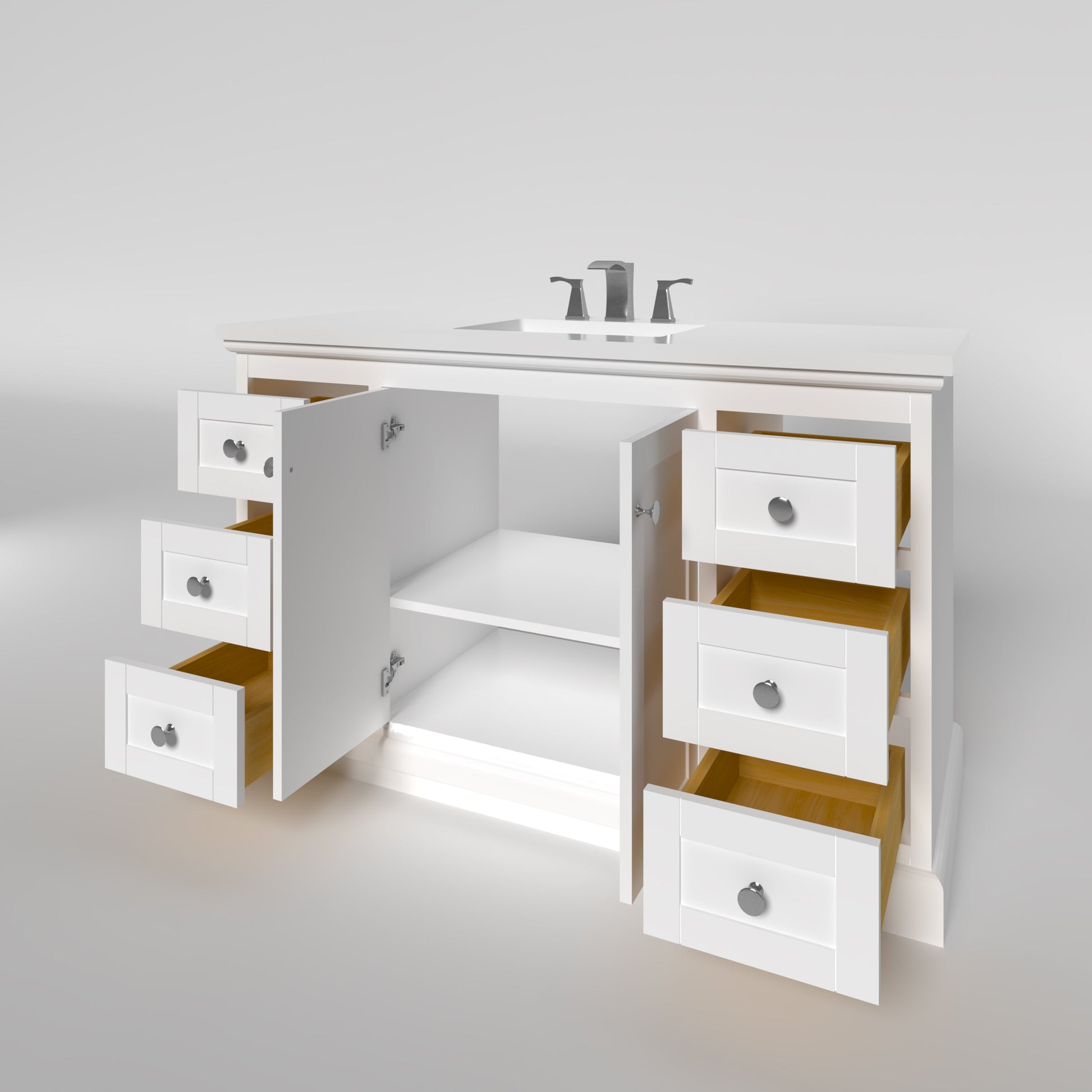 Marietta 53.5 inch Single Bathroom Vanity in White- Cabinet Only Atlanta Vanity & Bathworks