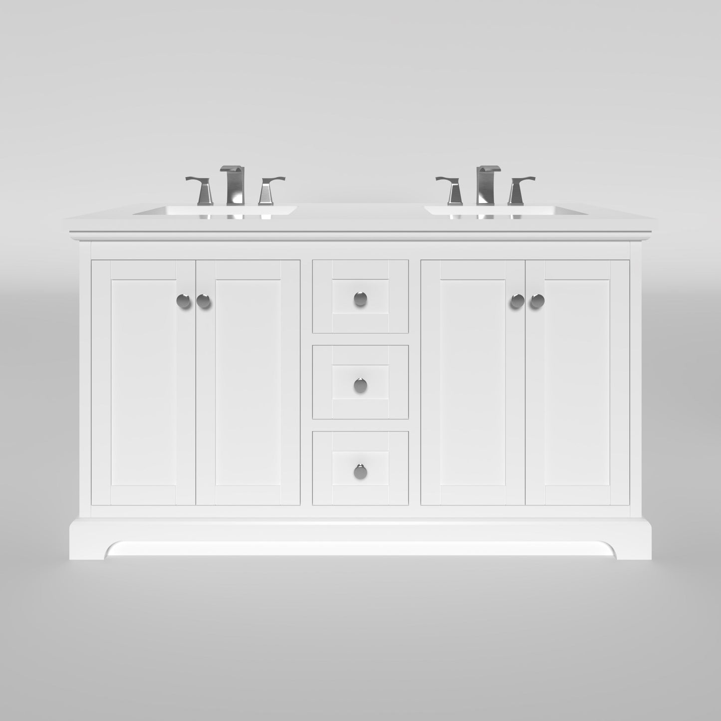 Marietta 59.5 inch Double Bathroom Vanity in White- Cabinet Only Atlanta Vanity & Bathworks