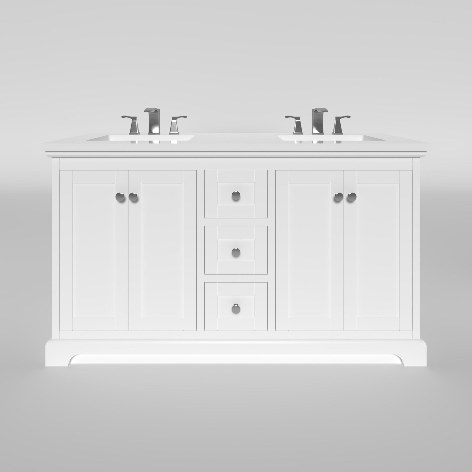 Marietta 59.5 inch Double Bathroom Vanity in White- Cabinet Only Atlanta Vanity & Bathworks