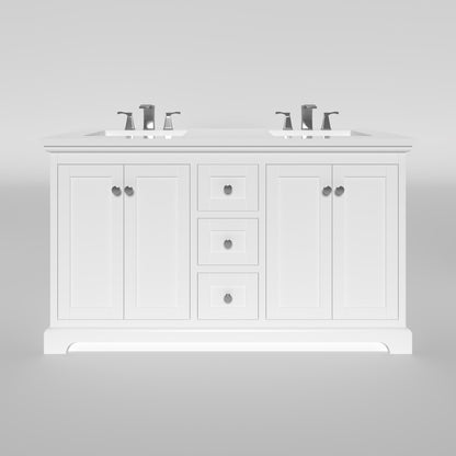 Marietta 59.5 inch Double Bathroom Vanity in White- Cabinet Only Atlanta Vanity & Bathworks