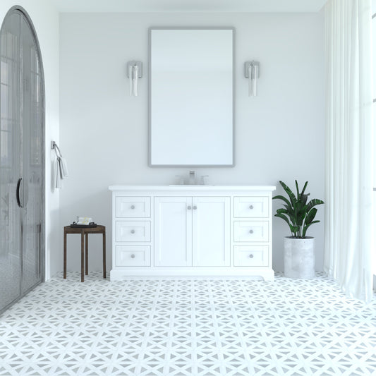 Marietta 59.5 inch Single Bathroom Vanity in White- Cabinet Only Atlanta Vanity & Bathworks