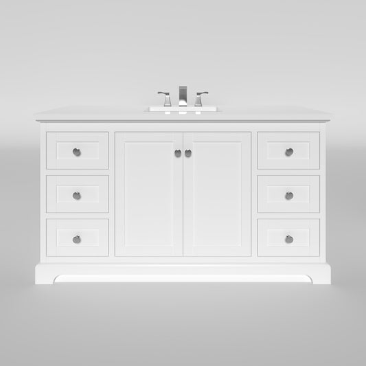 Marietta 59.5 inch Single Bathroom Vanity in White- Cabinet Only Atlanta Vanity & Bathworks