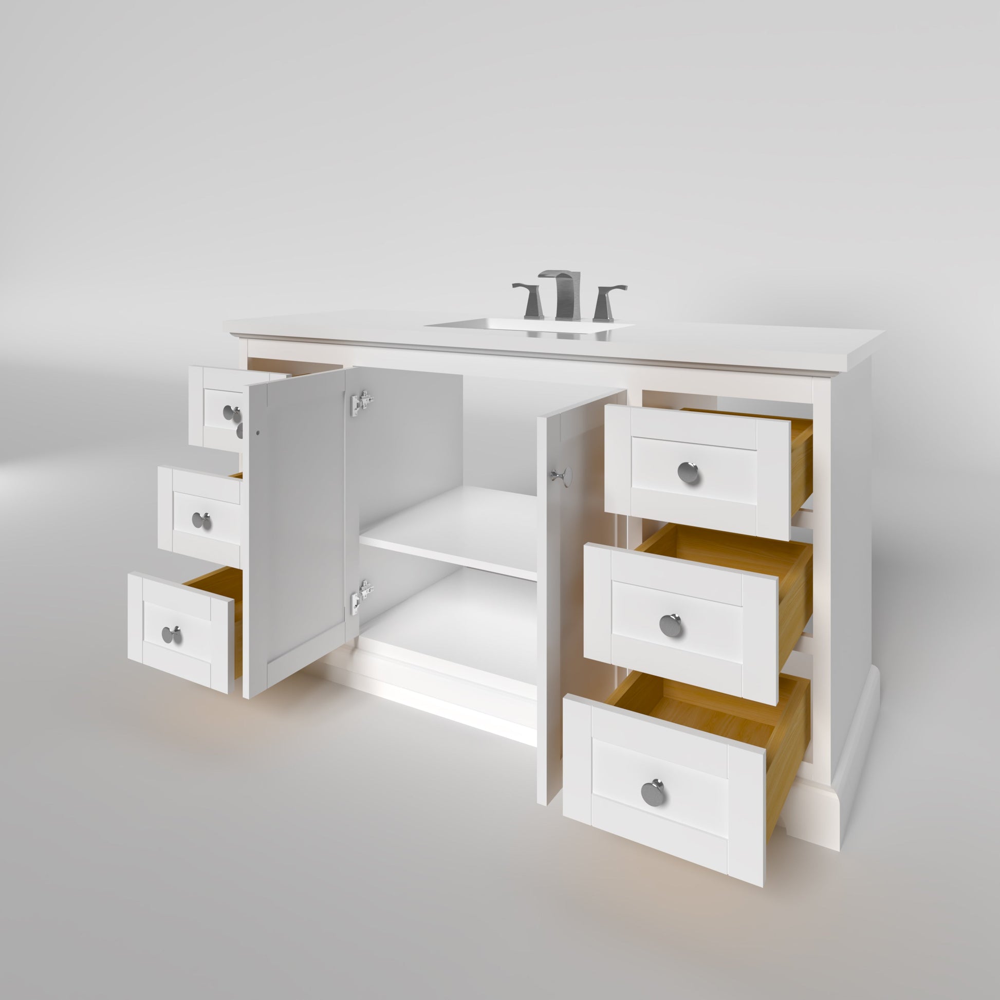 Marietta 59.5 inch Single Bathroom Vanity in White- Cabinet Only Atlanta Vanity & Bathworks